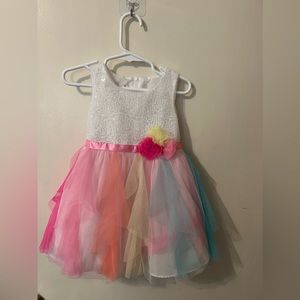 Jessica Ann 2T Dress. White sequin top with colored tool bottom.